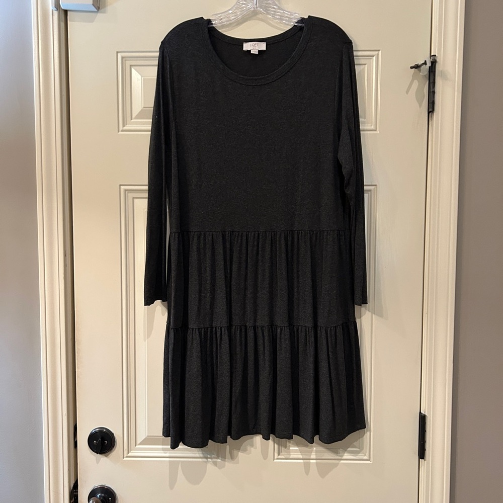 LOFT Charcoal Long Sleeve Dress